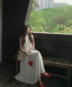 Lace-Trimmed Sleeveless Halter Top & Long Skirt Two-Piece Set - French Style Summer Fashion Trend for Women