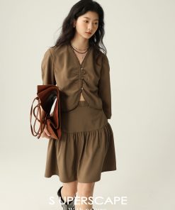 Lace-Trimmed V-Neck Short Top and Skirt Set - Women's 90s Inspired Y2K Fashion Ensemble