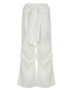 Lace-Up White Cargo Pants for Women - American Street Style, Elastic Waist, Loose Slim Fit, Casual Sports Dancewear