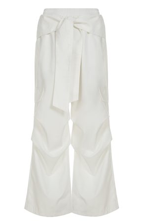 Lace-Up White Cargo Pants for Women - American Street Style, Elastic Waist, Loose Slim Fit, Casual Sports Dancewear