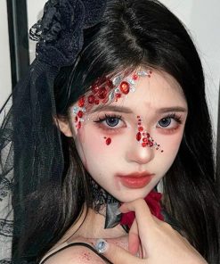 Lace Veil Hairpin and Gothic Rose Bell Necklace Set - Halloween Hair Accessories for Girls, Lolita Cosplay, and Eye Mask Style