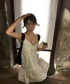 Lace Wide Splicing Hem Layered Base Camisole Dress for Women - Pumpkin Color, Niche Design, Versatile Inner & Outer Wear