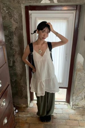 Lace Wide Splicing Hem Layered Base Camisole Dress for Women - Pumpkin Color, Niche Design, Versatile Inner & Outer Wear