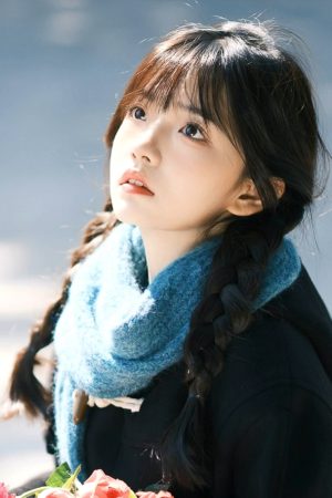Lake Blue Knitted Scarf - Korean Style, Artistic Forest Vibe, Thick Warm Neck Gaiter, Versatile Flattering Shawl for Autumn Winter