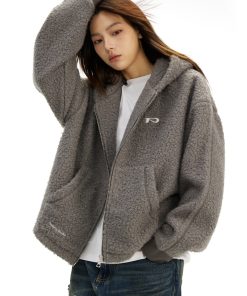 Lambswool Hooded Cardigan, Loose Zipper Jacket for Women, Simple Fashion Knitwear for Autumn and Winter, Cozy Layering Essential