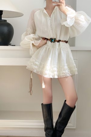 Lantern Sleeve Dress for Women, Short Skirt, Spring Outfit, Elegant Petite Style, Vintage Inspired, Y2K Fashion