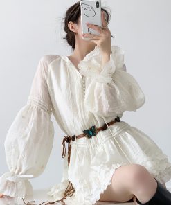 Lantern Sleeve Dress for Women, Short Skirt, Spring Outfit, Elegant Petite Style, Vintage Inspired, Y2K Fashion