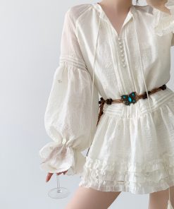 Lantern Sleeve Dress for Women, Short Skirt, Spring Outfit, Elegant Petite Style, Vintage Inspired, Y2K Fashion