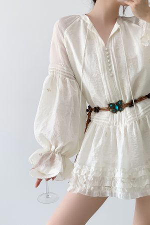 Lantern Sleeve Dress for Women, Short Skirt, Spring Outfit, Elegant Petite Style, Vintage Inspired, Y2K Fashion