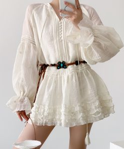 Lantern Sleeve Dress for Women, Short Skirt, Spring Outfit, Elegant Petite Style, Vintage Inspired, Y2K Fashion