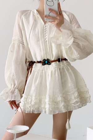 Lantern Sleeve Dress for Women, Short Skirt, Spring Outfit, Elegant Petite Style, Vintage Inspired, Y2K Fashion