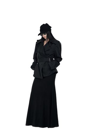 Lapel Short Trench Coat for Women, Waist-Tied Loose British Silhouette, Spring Fashion, 90s Inspired Outerwear