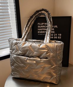 Large Capacity Down Cotton Tote Bag for Women - Spring Summer 2025 Fashion Trend Handbag for Commuting