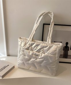 Large Capacity Down Cotton Tote Bag for Women - Spring Summer 2025 Fashion Trend Handbag for Commuting