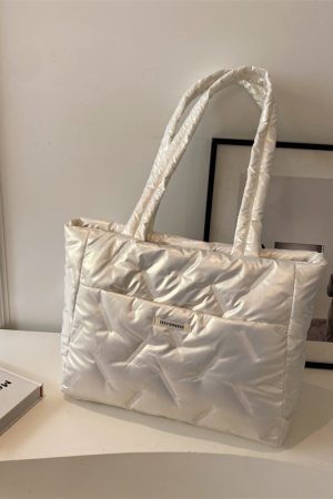 Large Capacity Down Cotton Tote Bag for Women - Spring Summer 2025 Fashion Trend Handbag for Commuting