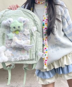 Large Capacity Lace Commuting Backpack for Soft Girls - Spring Millennium Style Book Bag