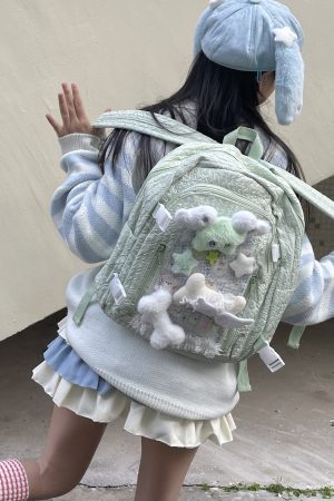 Large Capacity Lace Commuting Backpack for Soft Girls - Spring Millennium Style Book Bag