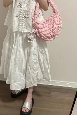 Large Capacity Pink Pleated Baguette Bag - Versatile Cloud Bag for Autumn/Winter 2025 Trendy Fashion