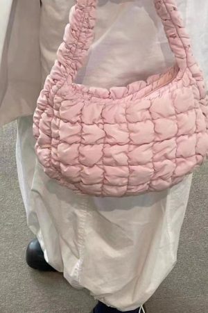Large Capacity Pink Pleated Baguette Bag - Versatile Cloud Bag for Autumn/Winter 2025 Trendy Fashion