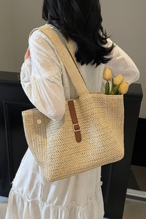 Large Capacity Woven Straw Beach Bag for Women - 2025 Summer Vacation Travel Tote, Perfect for Commuting and Beach Days
