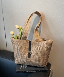 Large Capacity Woven Straw Beach Bag for Women - 2025 Summer Vacation Travel Tote, Perfect for Commuting and Beach Days