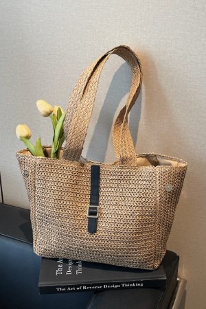 Large Capacity Woven Straw Beach Bag for Women - 2025 Summer Vacation Travel Tote, Perfect for Commuting and Beach Days