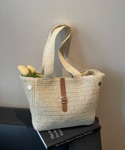 Large Capacity Woven Straw Beach Bag for Women - 2025 Summer Vacation Travel Tote, Perfect for Commuting and Beach Days