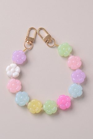 Large Floral Double Buckle Mobile Phone Chain Strap Pendant - Stylish Women's Bag Keychain Charm & Exquisite Decoration