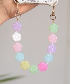 Large Floral Double Buckle Mobile Phone Chain Strap Pendant - Stylish Women's Bag Keychain Charm & Exquisite Decoration