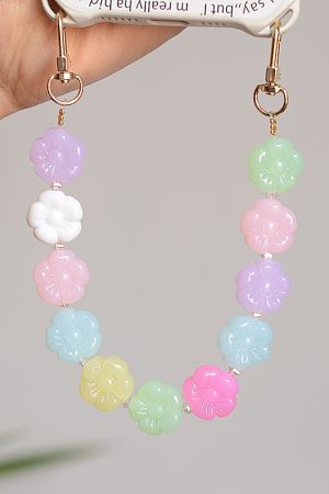 Large Floral Double Buckle Mobile Phone Chain Strap Pendant - Stylish Women's Bag Keychain Charm & Exquisite Decoration