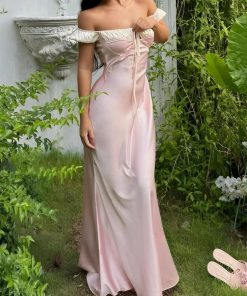 Large Girl Outfits, That Girl Outfits School - Coquette Princess Satin Maxi Dress