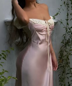 Large Girl Outfits, That Girl Outfits School - Coquette Princess Satin Maxi Dress