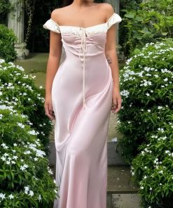 Large Girl Outfits, That Girl Outfits School - Coquette Princess Satin Maxi Dress