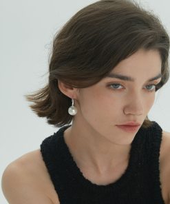 Large Pearl Earrings in S925 Silver - Elegant Korean Style, Versatile Daily Wear, Simple and Chic Design