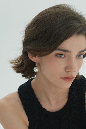 Large Pearl Earrings in S925 Silver - Elegant Korean Style, Versatile Daily Wear, Simple and Chic Design