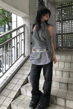 Lawyer Fashion, Outfit Look - Striped Halter Neck Mini Dress
