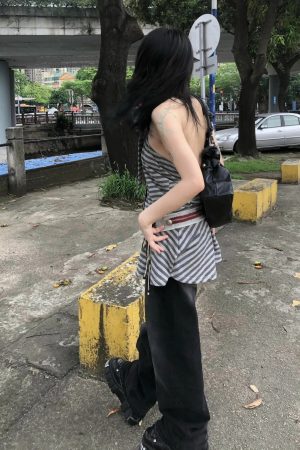 Lawyer Fashion, Outfit Look - Striped Halter Neck Mini Dress