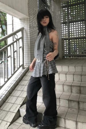Lawyer Fashion, Outfit Look - Striped Halter Neck Mini Dress