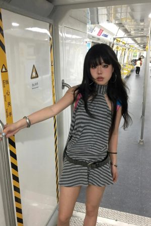 Lawyer Fashion, Outfit Look - Striped Halter Neck Mini Dress
