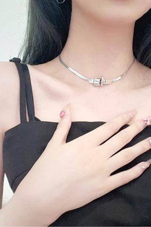Layered Clavicle Chain Necklace with Belt Buckle and Cross Pendant - Trendy High-End Sweater Accessory for Stylish Looks