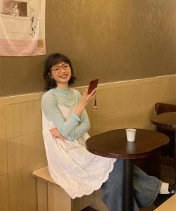 Layered Pumpkin Skirt with Heavy Embroidery Lace Hem and Straps - Women's Simple Inner Dress, Perfect for Fall Fashion