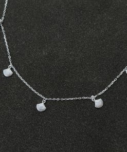Layered S925 Silver Shell Shaped Choker Necklace - Light Luxury French Vintage Collarbone Chain for Versatile Style