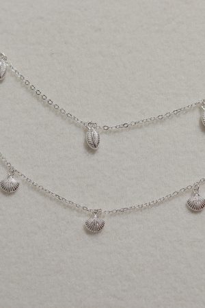 Layered S925 Silver Shell Shaped Choker Necklace - Light Luxury French Vintage Collarbone Chain for Versatile Style