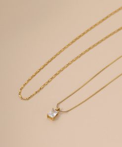 Layered Vintage Clavicle Chain Necklace with Zircon Pendant, Pig Nose Design, European & American Blogger Style for Women