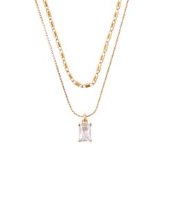 Layered Vintage Clavicle Chain Necklace with Zircon Pendant, Pig Nose Design, European & American Blogger Style for Women