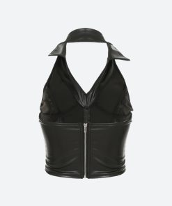 Layering, Mode Inspo - Baddie Faux Leather Crop Top