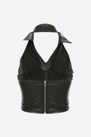 Layering, Mode Inspo - Baddie Faux Leather Crop Top