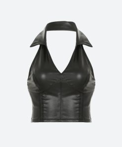 Layering, Mode Inspo - Baddie Faux Leather Crop Top
