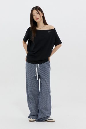 Lazy Off-Shoulder Short Sleeve T-Shirt for Women - 2025 Summer Casual Versatile Loose Top, Fashionable Y2K Style