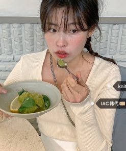 Lemay Square-Neck Ribbed Knit T-Shirt - Korean Style Essential for Layering, Perfect for Y2K and 90s Fashion Lovers